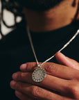 Aztec Ollin Travel Mandala Personalised Silver Necklace