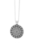 Aztec Ollin Travel Mandala Personalised Silver Necklace