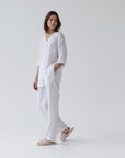 Linen Primrose Loungewear Set - Optical White