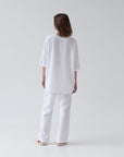 Linen Primrose Loungewear Set in Optical White