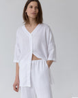 Linen Primrose Loungewear Set - Optical White