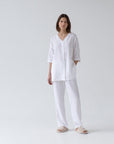 Linen Primrose Loungewear Set - Optical White