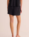 Black Washable Organic Stretch Silk Shorts