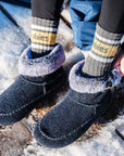 Ossa High Slipper Boot in Navy and Grey