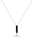 Minimalist Movement Onyx T-Bar Silver Necklace