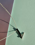 Minimalist Movement Onyx T-Bar Silver Necklace