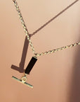 Minimalist Movement Onyx T-Bar Silver Necklace
