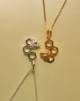 Bumble Bee Honeycomb Sterling Silver Necklace