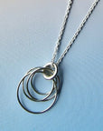 Hoop Cluster Rings Sterling Silver Chain Necklace