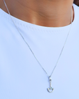 Blue Chalcedony Boat Gold Necklace