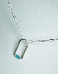Contemporary Blue Enamel Sterling Silver Arch Necklace