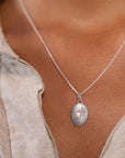 Silver Celeste Moonstone Heart Necklace