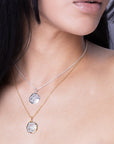 Pink Opal and Pearl Enamel Starry Night Gold Necklace