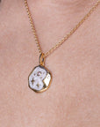 Pink Opal and Pearl Enamel Starry Night Gold Necklace