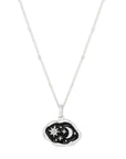 Midnight Scene Rose Quartz and Black Enamel Silver Necklace