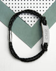 Personalised Men's Statement Leather Bracelet in Black