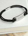 Personalised Men's Statement Leather Bracelet in Black