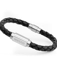Personalised Men's Roman Numerals Luxury Black Leather Bracelet
