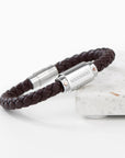 Personalised Men's Roman Numerals Luxury Brown Leather Bracelet