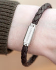 Personalised Men's Roman Numerals Luxury Brown Leather Bracelet