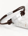 Personalised Men's Roman Numerals Statement Leather Bracelet