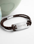 Personalised Men's Roman Numerals Statement Leather Bracelet