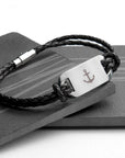 Personalised Men's Anchor Statement Leather Bracelet