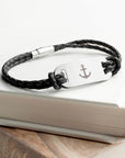 Personalised Men's Anchor Statement Leather Bracelet