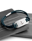 Personalised Men's Anchor Statement Leather Bracelet