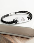 Personalised Men's Celtic Trinity Statement Leather Bracelet