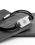 Personalised Men's Travel Compass Statement Leather Bracelet