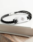Personalised Men's Travel Compass Statement Leather Bracelet