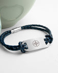 Personalised Men's Travel Compass Statement Leather Bracelet