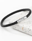 Personalised Men's Travel Compass Capsule Leather Bracelet