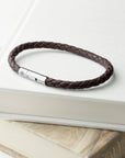 Personalised Men's Travel Compass Capsule Leather Bracelet