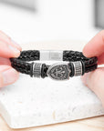 Personalised Men's Warrior Shield Leather Bracelet