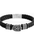 Personalised Men's Warrior Shield Leather Bracelet