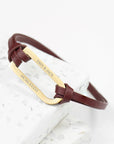 Personalised Men's Shoreditch Gold Bar Brown Leather Bracelet