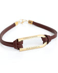 Personalised Men's Shoreditch Gold Bar Brown Leather Bracelet
