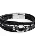 Personalised Men's Mayfair Leather Bracelet in Silver