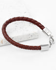 Personalised Men's Brown Horseshoe Bracelet with Sterling Silver Clasp