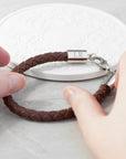 Personalised Men's Brown Horseshoe Bracelet with Sterling Silver Clasp