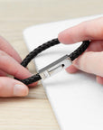 Personalised Men's Leather Anchor Bracelet With Tube Clasp