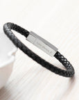 Personalised Men's Leather Celtic Trinity Bracelet With Tube Clasp