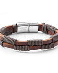 Personalised Men's Brown Leather Twisted Cord Bracelet