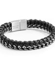 Personalised Men's Woven Leather and Stainless Steel Bracelet