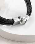 Personalised Men's Stacked Leather Skull Bracelet