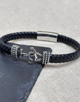 Personalised Men's Woven Leather Anchor Bracelet