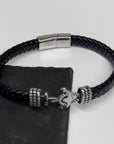 Personalised Men's Woven Leather Anchor Bracelet