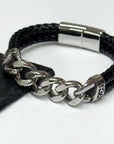 Personalised Urban Steel Leather Bracelet